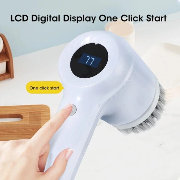 Electric Spin Scrubber, Bathroom Cordless Cleaning Brush Power Scrubber with 5 Replaceable Brush Heads, Electric Cleaning Brush - Image 4